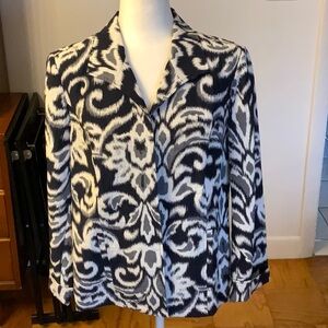 Chico's Navy and White Abstract Blouse